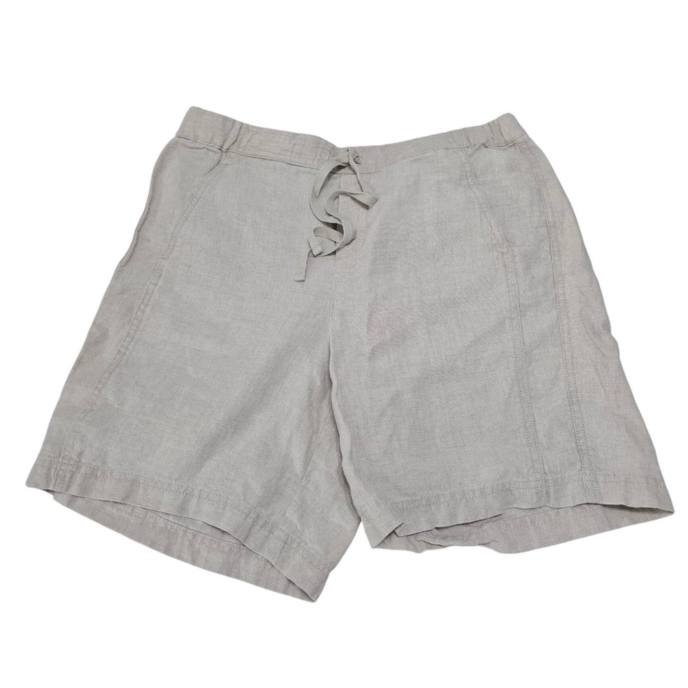 J.Jill Love Linen Shorts Womens Small Beige Oatmeal Drawstring Pull On 051291